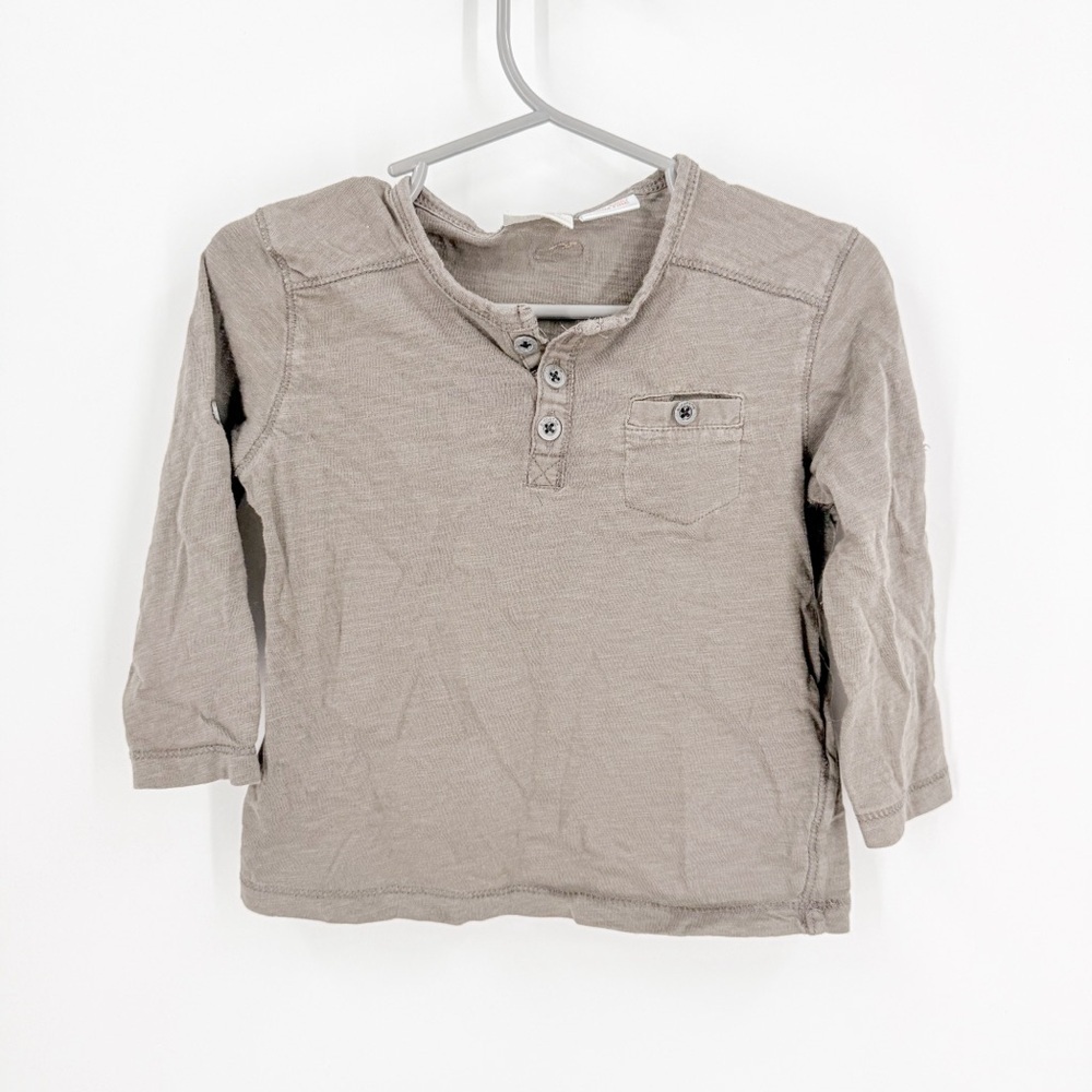Zara Gray Long Sleeve Tee Soft Cotton Blend